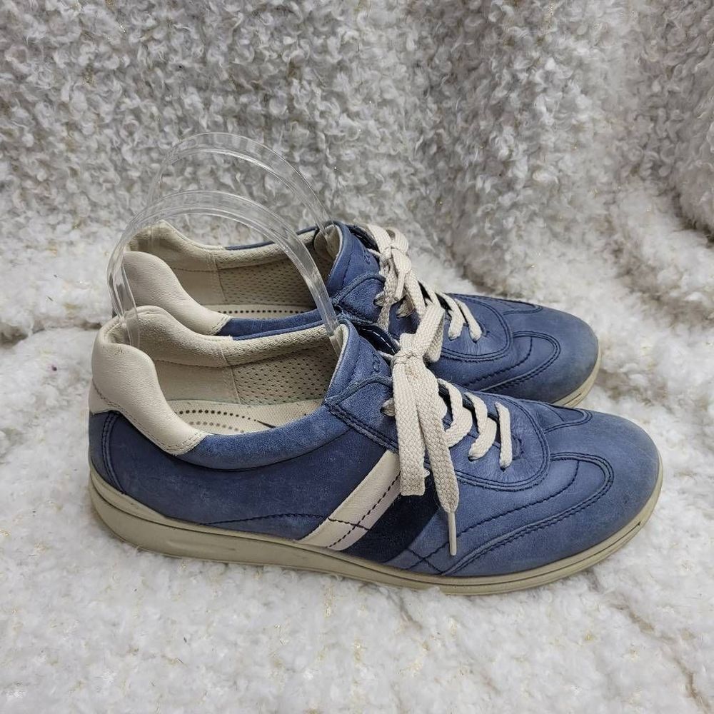 Ecco Light Blue Leather Casual Trainers Sneakers size 38